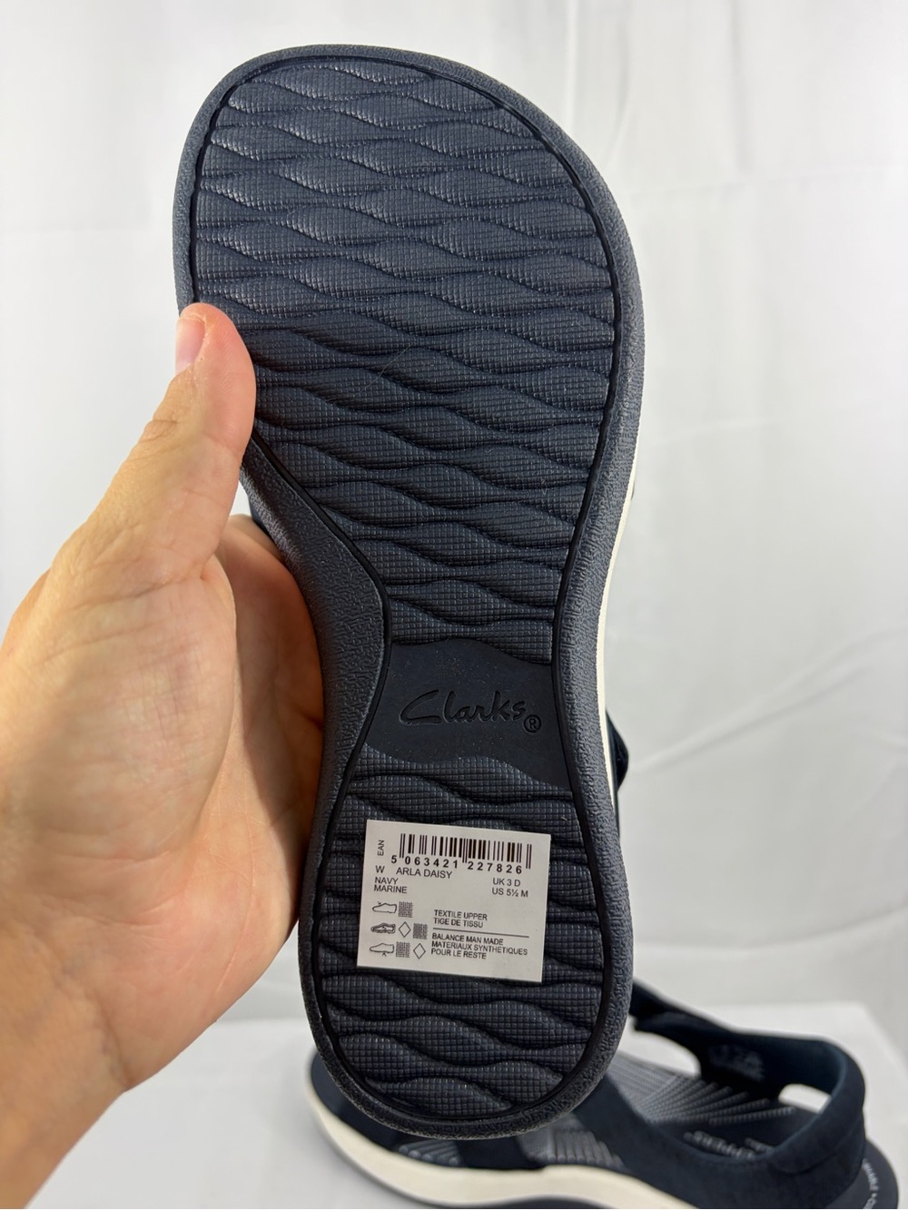 NWT Clark’s Cloudsteppers Women’s Size 5.5 Navy Blue Velcro Sandals - Picture 7 of 9